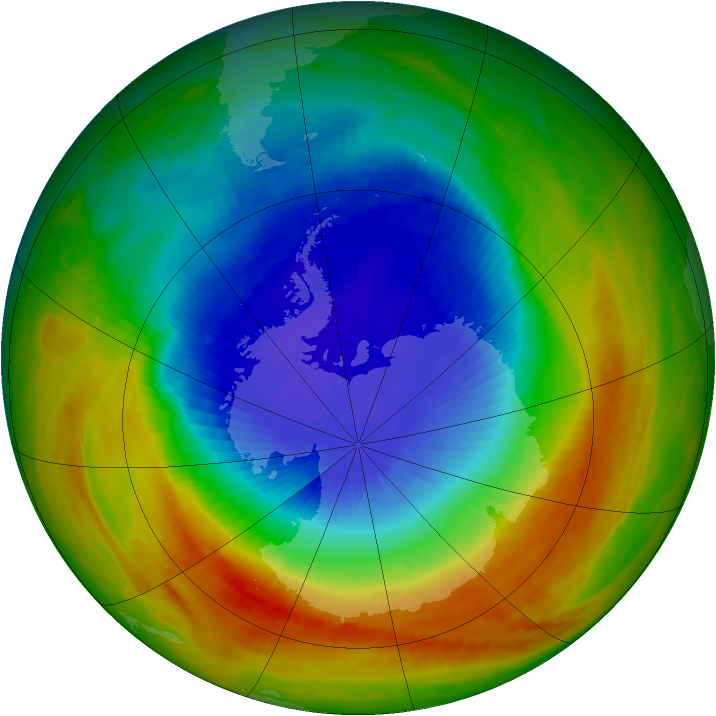 Antarctic ozone map for 27 October 1991